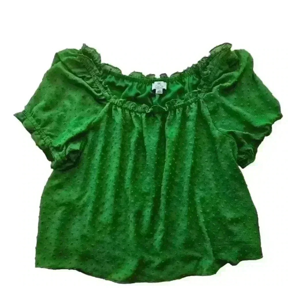 CeCe Lush Greem Boat Neck Puff Sleeve Top Size 3X - Picture 1 of 10